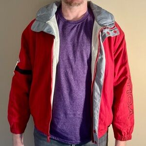 Nautica Red Windbreaker with Gray Trim